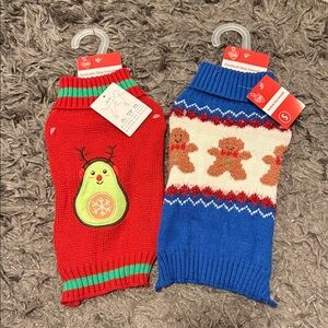 Festive Dog Sweaters with Avocado and Gingerbread Designs